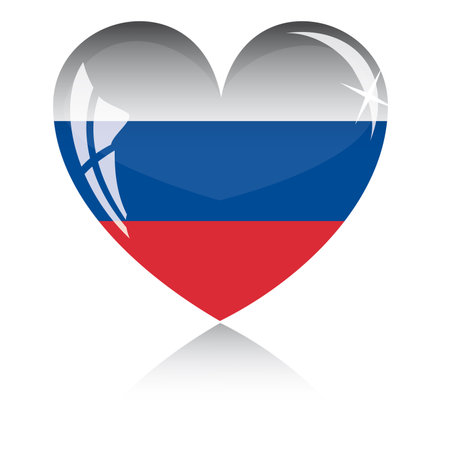  heart with Russia flag texture isolated on a white background.のイラスト素材