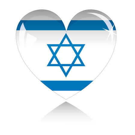  heart with Israel flag texture isolated on a white background.のイラスト素材