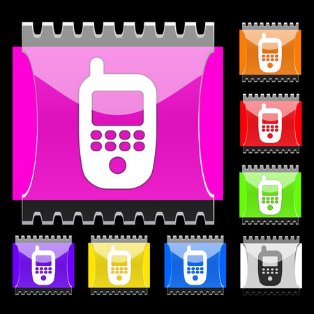 Set of rectangular buttons with phone icon. EPS10のイラスト素材