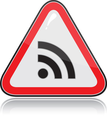 Red triangular RSS warning sign on white backgroundのイラスト素材