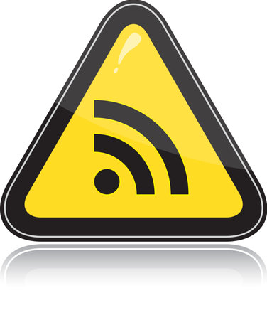 Yellow triangular RSS warning sign on white backgroundのイラスト素材