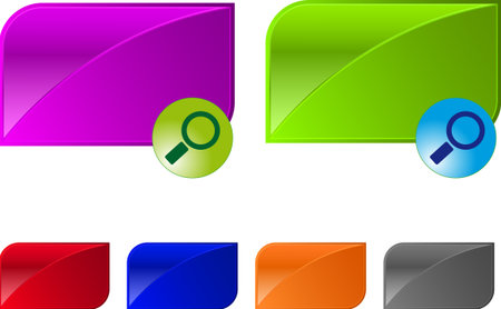 glossy button for web design. Easy editable. Six colors: blue, red, yellow, green, purple, grayのイラスト素材