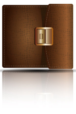 Leather purse with metal clasp.  Illustration. Eps10のイラスト素材