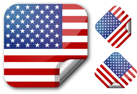 Sticker with Usa flag. Illustration. EPS10のイラスト素材