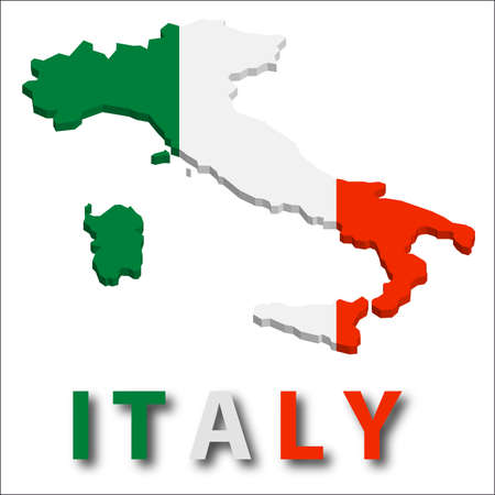 Italy territory with flag texture.のイラスト素材