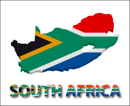 South africa territory with flag texture. Illustration. EPS10のイラスト素材