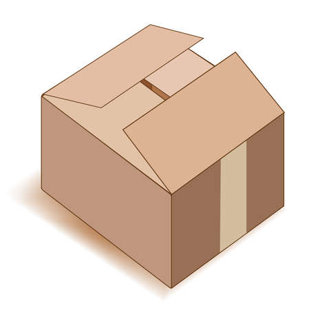 Empty paper box over white.  illustration.のイラスト素材