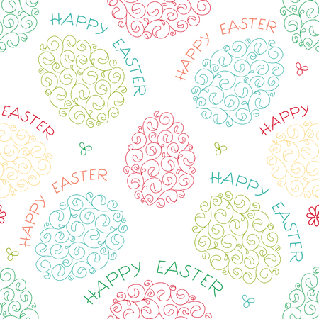 Colorful seamless pattern with easter egg. Spring background.のイラスト素材