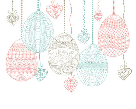 Easter doodle stylized egg background. のイラスト素材