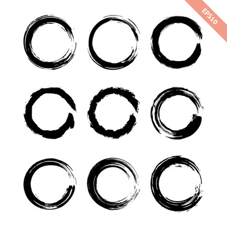 Collection modern grunge black circle frameのイラスト素材
