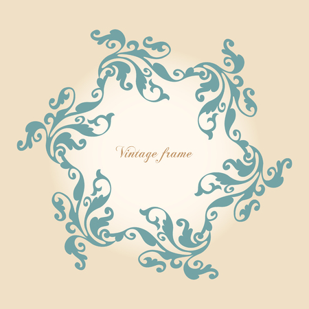 Vintage style empty round   frame. Template for invitation, anniversary, greering card.のイラスト素材