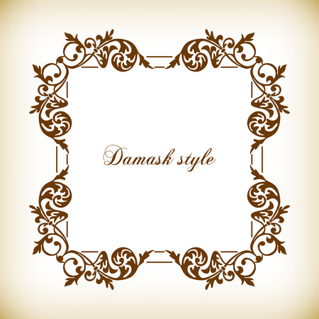 Vintage style empty square frame. Template for invitation, anniversary, greering card.のイラスト素材