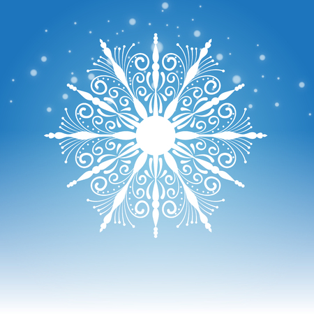 Blue Christmas background with snowflake. Template for holiday designのイラスト素材