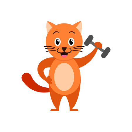 Cartoon cat with dumbbell.のイラスト素材