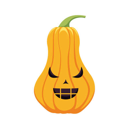 Carved pumpkin design. Halloween holiday icon. Pumpkin emotion.のイラスト素材