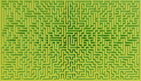 zenithal view of a very large green bush maze with wide-angle lens effect. 3d illustrationの写真素材