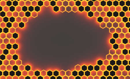 Abstract of the luminous beehive with an empty center to put text.