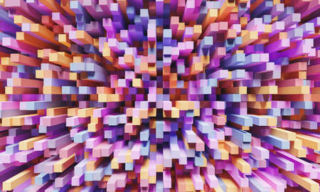 abstract background of elongated cubes seen from above with different heights and pastel colors. 3d renderingの写真素材