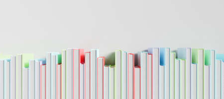 banner of a row of colored books on a white background. 3d renderingの写真素材