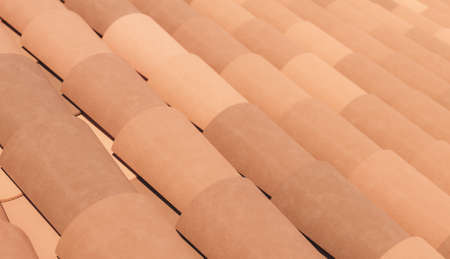 close-up of ceramic tiles on a roof. 3d render