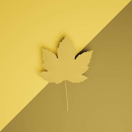minimal background of an autumn leaf in flat layers with pastel colors. autumn and winter concept. 3d renderingの写真素材