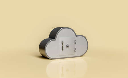 cloud-shaped safe in cloud storage security concept. 3d renderingの写真素材