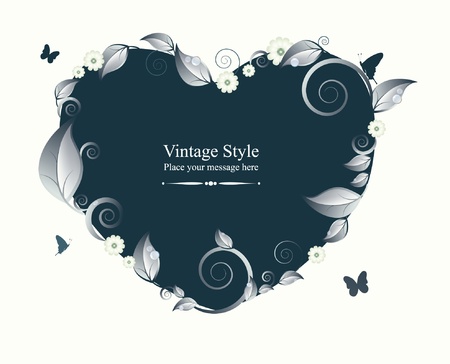 Floral vintage frame with butterflies のイラスト素材