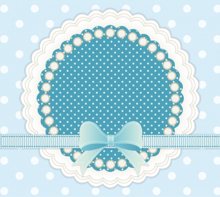 Baby frame with blue bowのイラスト素材