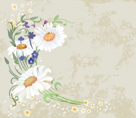 Floral vector illustration on grunge background のイラスト素材