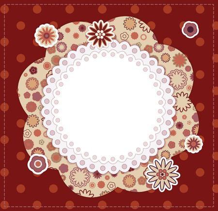 Floral baby frame on dotted background のイラスト素材
