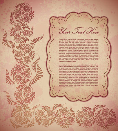 Floral background hand drown flowers with frame のイラスト素材