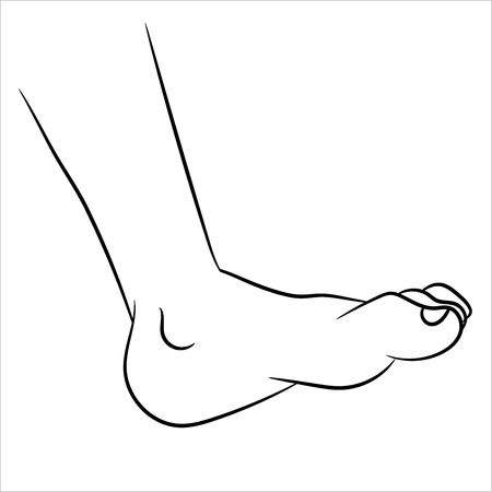 Hand drawn sketch of Foot isolated, Black and White Cartoon Vector Illustration for Coloring Book.のイラスト素材