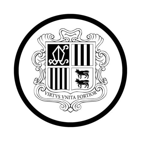 Symbol of Andorra icon, iconic symbol inside a circle, on white background. Vector Iconic Design.のイラスト素材