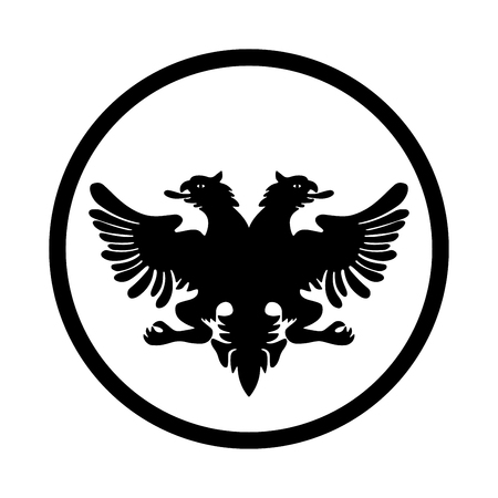 Symbol of Albania icon, iconic symbol inside a circle, on white background. Vector Iconic Design.のイラスト素材