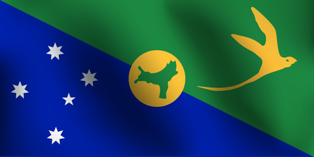 Flag of Christmas Island with a little Waving, Shading & Flag Colors separated layers - Vector Illustrationのイラスト素材
