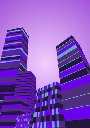 Vector Abstract City in Purple Night background, Background Vectorのイラスト素材