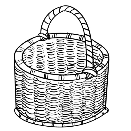 Hand-drawn sketch of a Wicker basketのイラスト素材