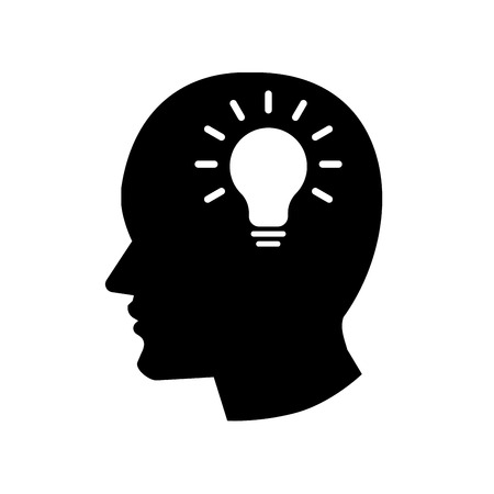 Pictograph of Head Idea icon, iconic symbol on white backgroundのイラスト素材