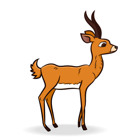 Cute antelope cartoon, isolated on white background - Vector Illustrationのイラスト素材