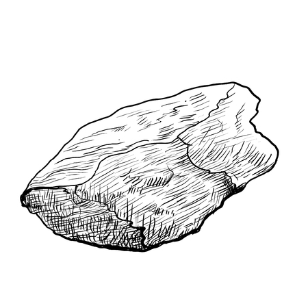 Hand drawing of Rock, Stone isolated on white background. Black and White simple line Vector Illustration for Coloring Book - Line Drawn Vectorのイラスト素材