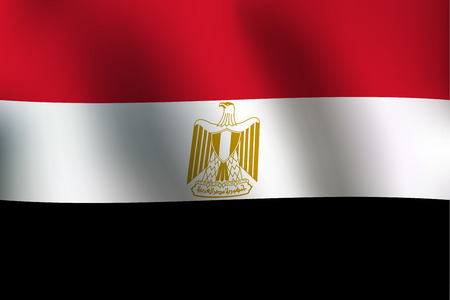 Flag of Egypt with a little Waving, Shading & Flag Colors separated layers - Vector Illustrationのイラスト素材
