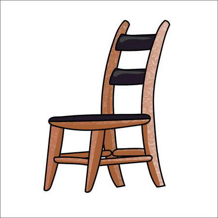 Cartoon Brown Chair isolated on white background-Vector Illustrationのイラスト素材