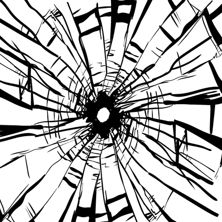 Broken Glass and hole in isolated on white background Vector Illustrationのイラスト素材