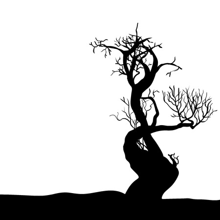 Hand drawing halloween tree, template for Halloween banner, isolated on white background - Vector hand drawn.のイラスト素材