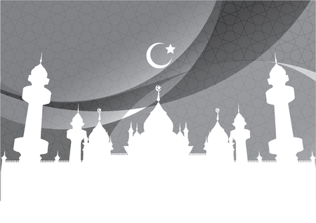 Abstract Background mosque and crescent in Grayscale - Vector Background Illustrationのイラスト素材
