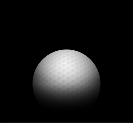 Isolated golf ball on black background, vector illustration. For Advertisement banner, poster and card.のイラスト素材