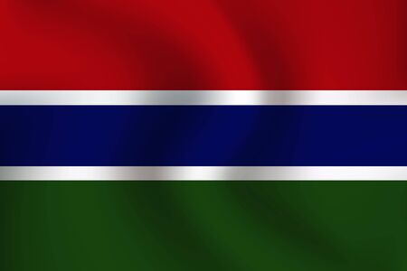 Flag of Gambia with a little Waving, Shading & Flag Colors separated layers - Vector Illustrationのイラスト素材