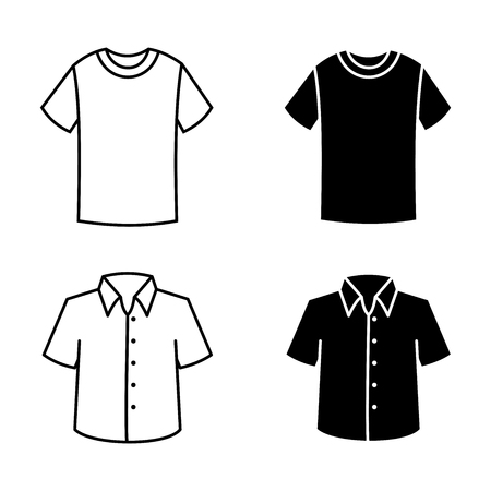 Man shirt, Clothes linear icons set. Vector outline clothes icons on white background, thin line styles.のイラスト素材