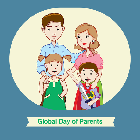 Global Day of Parents with happy family, for greeting card, poster, website banner. - Vector Illustrationのイラスト素材
