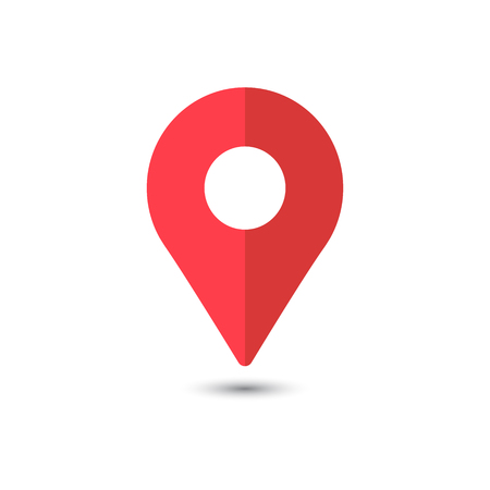 Red Pin location icon. iconic symbol, on transparency grid.  Vector Iconic Design.のイラスト素材